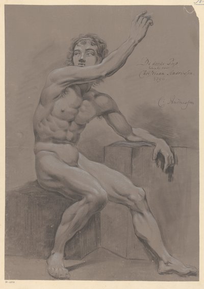 Sitzender männlicher Akt, von der Seite gesehen (3. Preis 1796) von Christiaan Andriessen