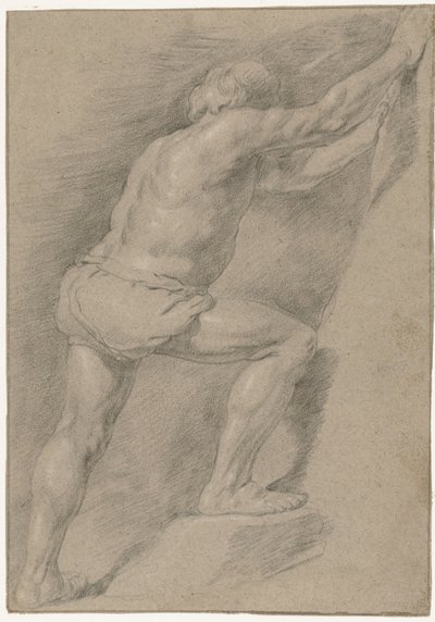 Studie eines nackten Mannes mit erhobenem Bein von Christiaen Gillisz. van Couwenberg (attributed to)