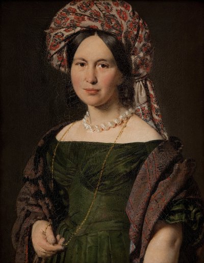 Cathrine Jensen, geb. Lorenzen, die Frau des Künstlers mit Turban, 1842-1843 von Christian Albrecht Jensen