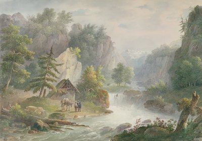 Gebirgslandschaft mit einem Wildbach, 1825 von Christian Brune