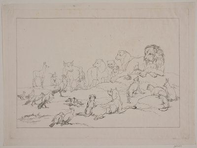 Versammlung der Tiere. Illustration zu "Reineke Fuchs" von Christian David Gebauer
