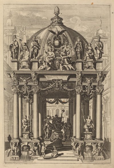 Triumphbogen für Lotharius II von Christian Engelbrecht and Johann Andreas Pfeffel, after Peter Schubert von Ehrenberg