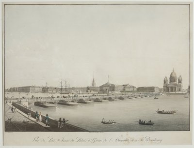 Ansicht der Isaaksbrücke in Petersburg von Christian Gottlob Hammer