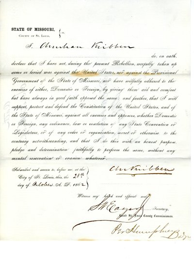 Treueeid von Christian Kribben aus Missouri, County of St. Louis von Christian Kribben