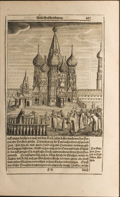 Moskau Illustration aus Reisen zum Großherzog von Moskau und zum König von Persien von Adam Olearius von Christian Lorenzen Rothgiesser