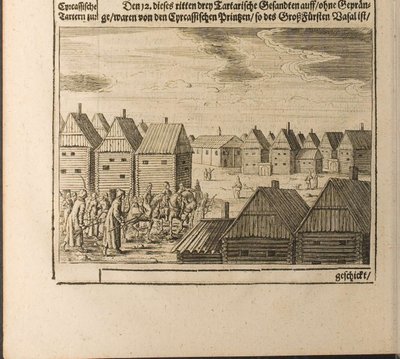 Moskau Illustration aus Reisen zum Großherzog von Moskau und zum König von Persien von Adam Olea von Christian Lorenzen Rothgiesser