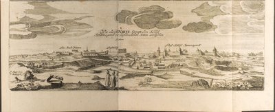 Narva Illustration aus Reisen zum Großherzog von Moskau und zum König von Persien von Adam Olearius von Christian Lorenzen Rothgiesser