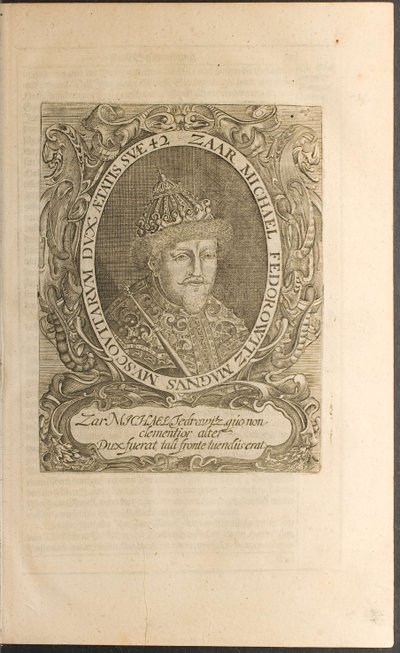 Porträt des Zaren Michail I. Fyodorovich (Illustration aus Reisen zum Großherzog von Moskau) von Christian Lorenzen Rothgiesser