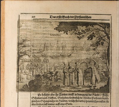 Die Festung von Staraja Ladoga Illustration aus Reisen zum Großherzog von Moskau und dem König von Christian Lorenzen Rothgiesser