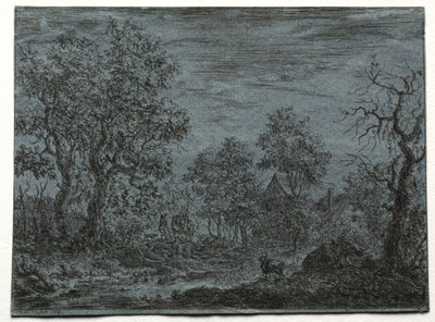 Ein kleiner Fluss im Vordergrund mit einer Kuh und einer Ziege von Christian Ludwig von Hagedorn