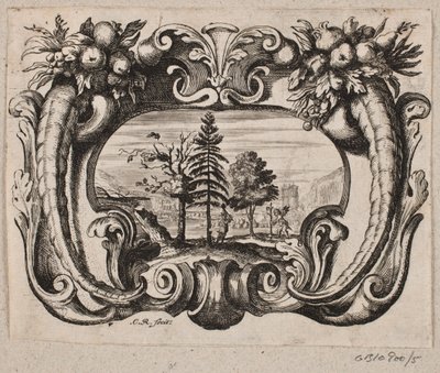 Emblem mit einem Gärtner und einem Amor, der einen Baum pflanzt von Christian Rothgiesser