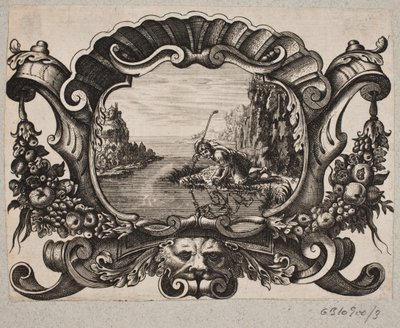 Emblem mit Hirte, der sich in einem See spiegelt von Christian Rothgiesser