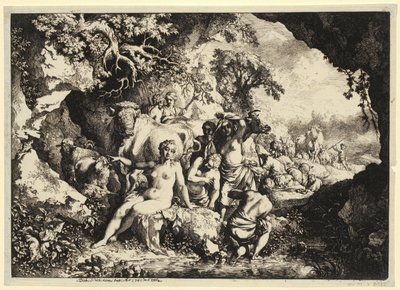 Badende Nymphen in einer Felshöhle von Christian Wilhelm Ernst Dietrich