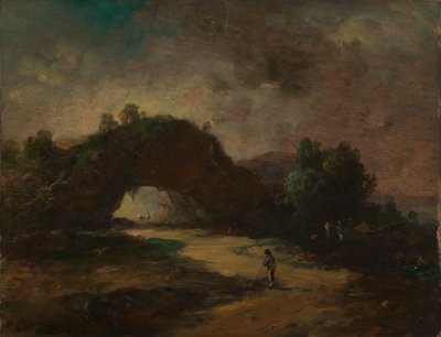 Landschaft mit einem von Buschwerk überwachsenen Felsenbogen von Christian Wilhelm Ernst Dietrich