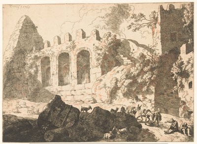 Landschaft mit Ruinen und einer Pyramide von Christian Wilhelm Ernst Dietrich