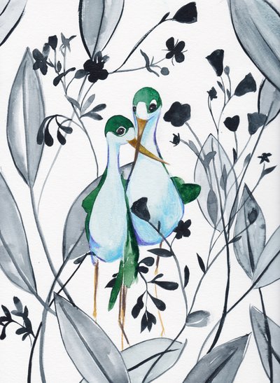 Grüne Vögel in der Natur von Christine Lindstrom