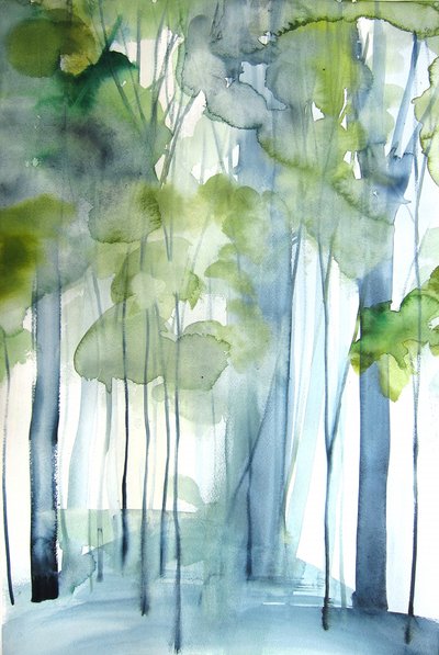 Nebliger grüner Wald von Christine Lindstrom