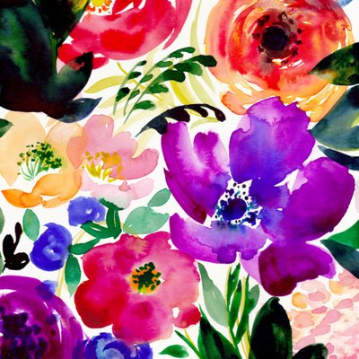 Lebhafte Aquarellblumen von Christine Lindstrom