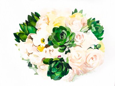 Aquarell Sukkulenten-Bouquet von Christine Lindstrom