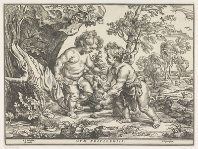 Christuskind und Johannes der Täufer spielen mit dem Lamm von Christoffel Jegher
