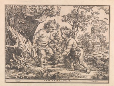 Christuskind und Johannes der Täufer spielen mit dem Lamm von Christoffel Jegher