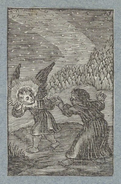 Engel mit Laterne weist Kind den Weg von Christoffel van Sichem (II)