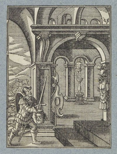 Kopf von Saul wird in den Tempel der Philister gebracht von Christoffel van Sichem (II)
