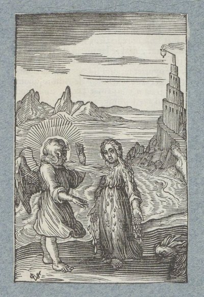 Kind schmilzt unter dem heißen Atem des Engels von Christoffel van Sichem (II)