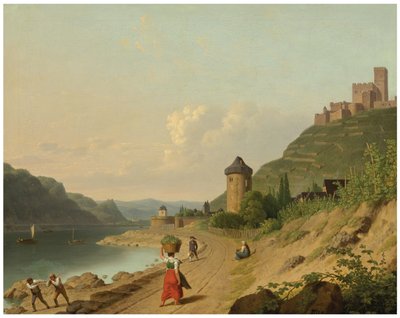 Figuren auf einem Weg am Rhein von Christoffer Wilhelm Eckersberg