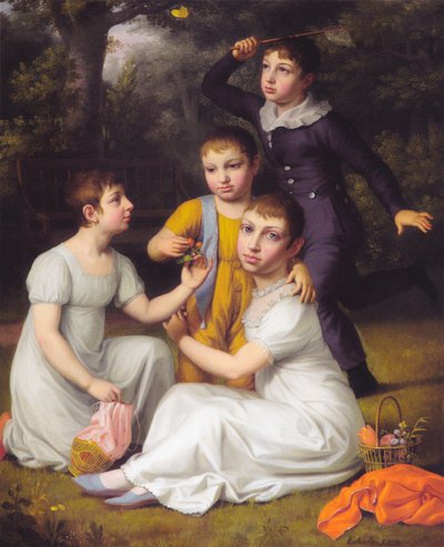 Porträt der vier ältesten Kinder von Johannes Søbøtker in Hummeltofte von Christoffer Wilhelm Eckersberg