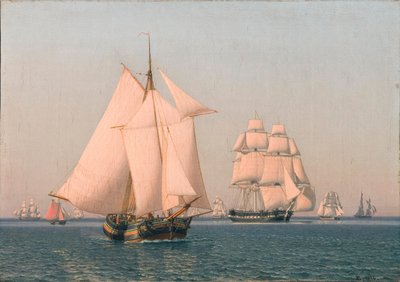 Schiffe unter Segeln bei leichter Brise an einem klaren Sommernachmittag von Christoffer Wilhelm Eckersberg