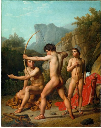 Drei spartanische Jungen beim Bogenschießen von Christoffer Wilhelm Eckersberg
