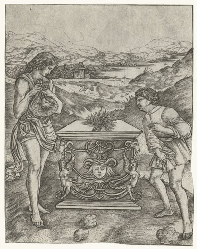 Kain und Abel opfern ein Lamm auf dem Altar von Christoforo di Michele Robetta