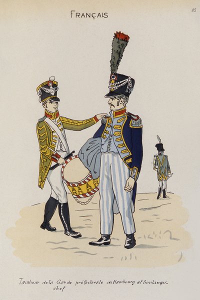 Ein Trommler und Meisterbäcker der Präfekturwache von Hamburg, ca. 1806 von Christoph Suhr