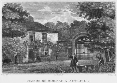 Haus von Nicolas Boileau, bekannt als Boileau-Despreaux, in Auteuil, Paris, graviert von Ashby (19. Jahrhundert) von Christophe Civeton