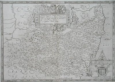 Karte von Suffolk, graviert von William Web von Christopher (after) Saxton