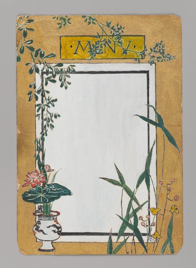 Menükarte mit Bambus und Blumen, ca. 1880 von Christopher Grant La Farge