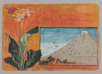 Kleine Karte mit Berg Fuji und Blumen von Christopher Grant La Farge