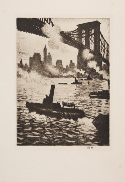 Unter der Brooklyn Bridge, veröffentlicht 1921 von Christopher Richard Wynne Nevinson