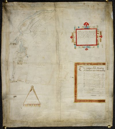 Karte der Bayford- und Goodmanston-Güter in Murston und Sittingbourne, Kent: 1590 von Christopher Saxton