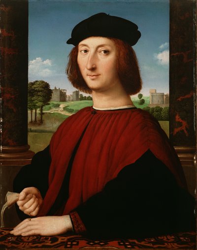 Porträt eines jungen Mannes in Rot von Circle of Raphael