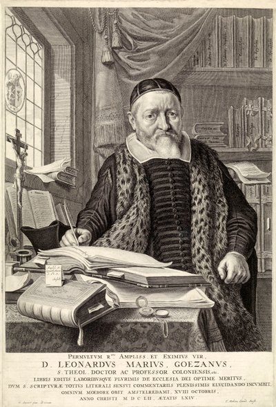 D. Leonardus Marius Goezanus, veröffentlicht 1654 (Gravur) von Claes Corneliszoon Moeyaert