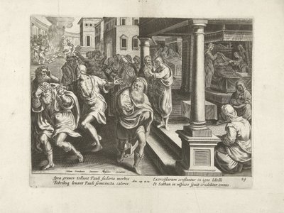 Paulus treibt die bösen Geister in Ephesus aus von Claes Jansz. Visscher (II) (workshop of)
