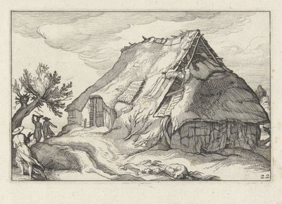 Bauernhof mit eingestürztem Strohdach von Claes Jansz. Visscher (II)