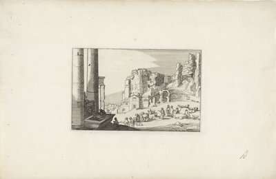Hügellandschaft mit einem Brunnen und Hirten von Claes Jansz. Visscher (II)