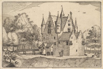 Ein Schloss, Platte 22 aus Regiunculae et Villae Aliquot Ducatus Brabantiae, ca. 1610 von Claes Jansz Visscher