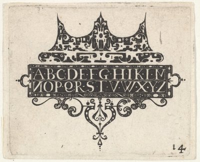 Schwarzarbeit-Druck mit dem Alphabet, ca. 1620 von Claes Jansz Visscher