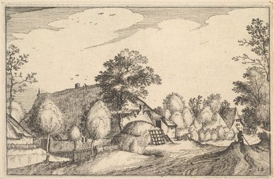 Dorfstraße, Platte 12 aus Regiunculae et Villae Aliquot Ducatus Brabantiae, ca. 1610 von Claes Jansz Visscher