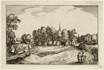 Ein Kloster, Platte dreizehn nach Bilder von Bauernhöfen, Landhäusern und rustikalen Dörfern (Praediorum villarum et rusticarum casularum icones) von Claes Jansz. Visscher II