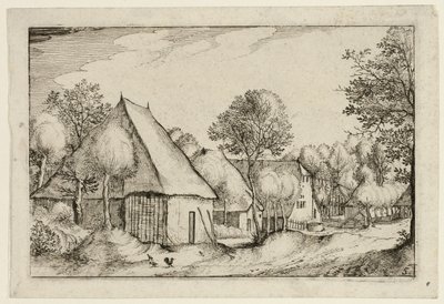Ein Bauernhof, Platte fünf nach Bilder von Bauernhöfen, Landhäusern und rustikalen Dörfern von Claes Jansz. Visscher II